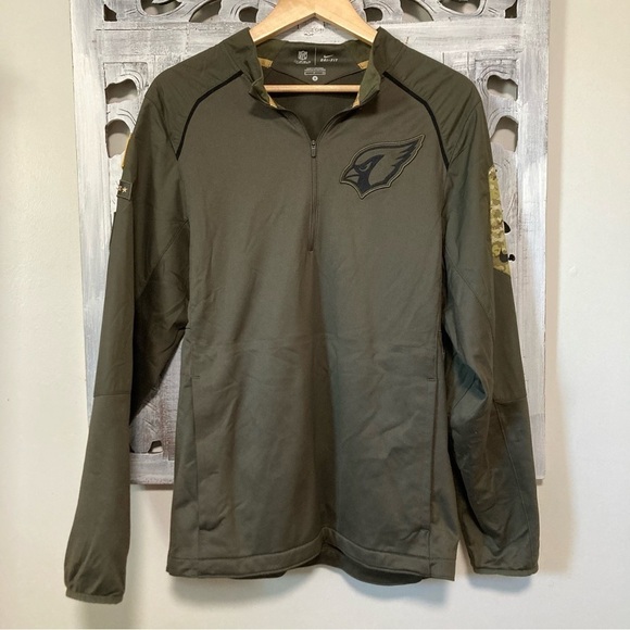 NWOT Nike NFL Salute To Service Arizona Cardinals Army Green 3/4 Zip Jacket - Picture 1 of 7